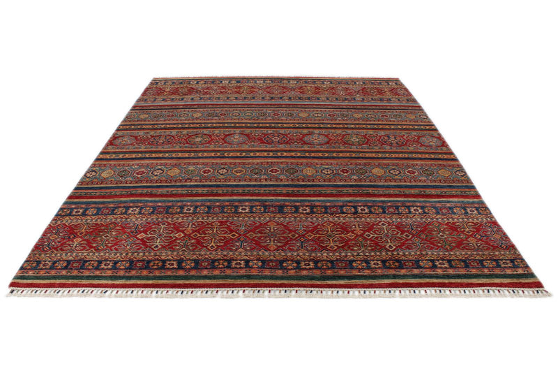 8x10 Multicolor and Red Tribal Rug