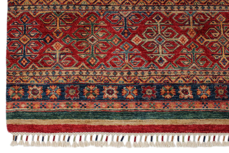 8x10 Multicolor and Red Tribal Rug