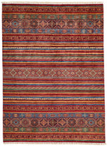 8x11 Multicolor and Red Tribal Rug