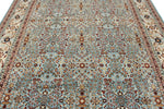 8x10 Blue and Ivory Turkish Silk Rug