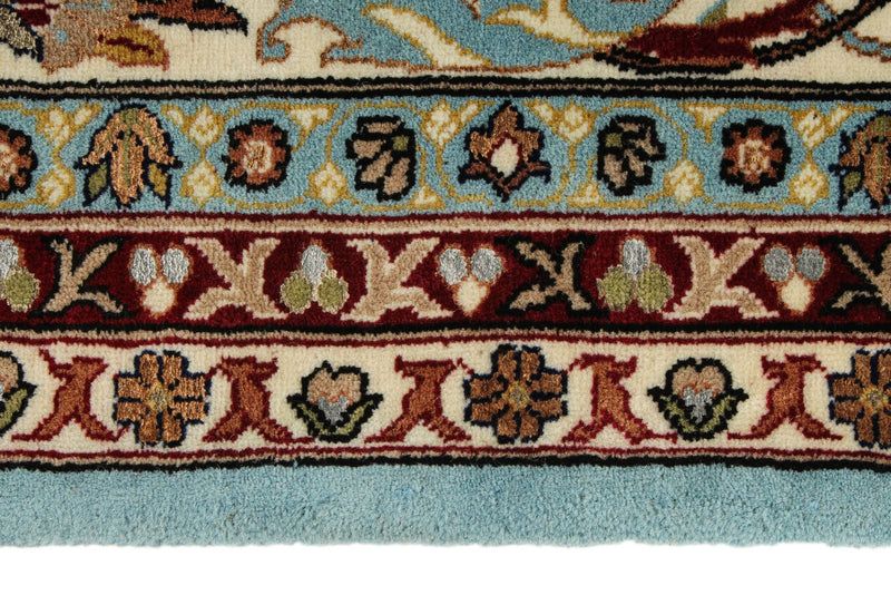 8x10 Blue and Ivory Turkish Silk Rug