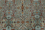 8x10 Blue and Ivory Turkish Silk Rug