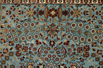 8x10 Blue and Ivory Turkish Silk Rug