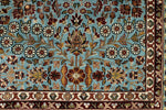 8x10 Blue and Ivory Turkish Silk Rug