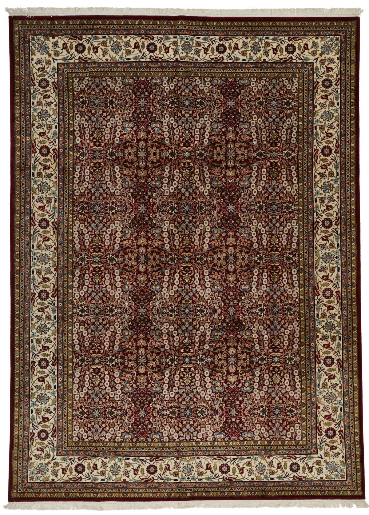 9x12 Red and Ivory Turkish Silk Rug