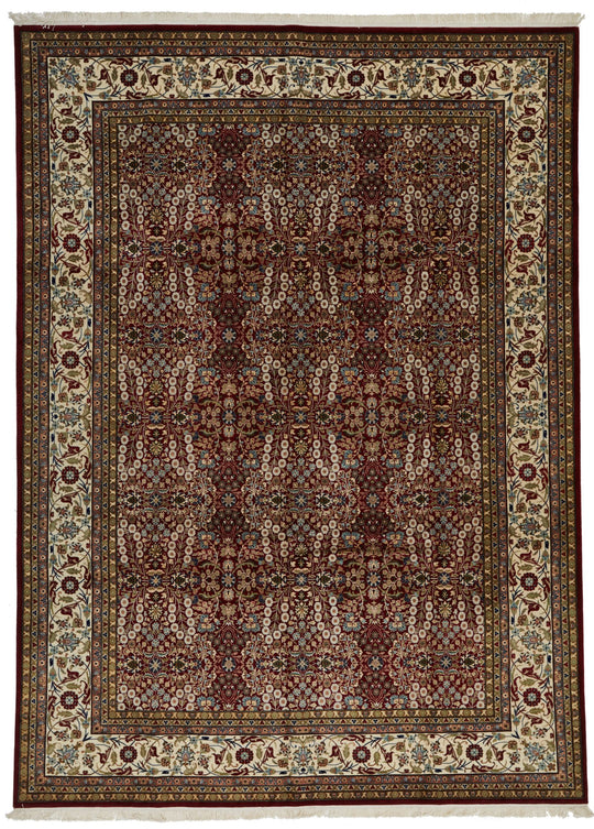 9x12 Red and Ivory Turkish Silk Rug