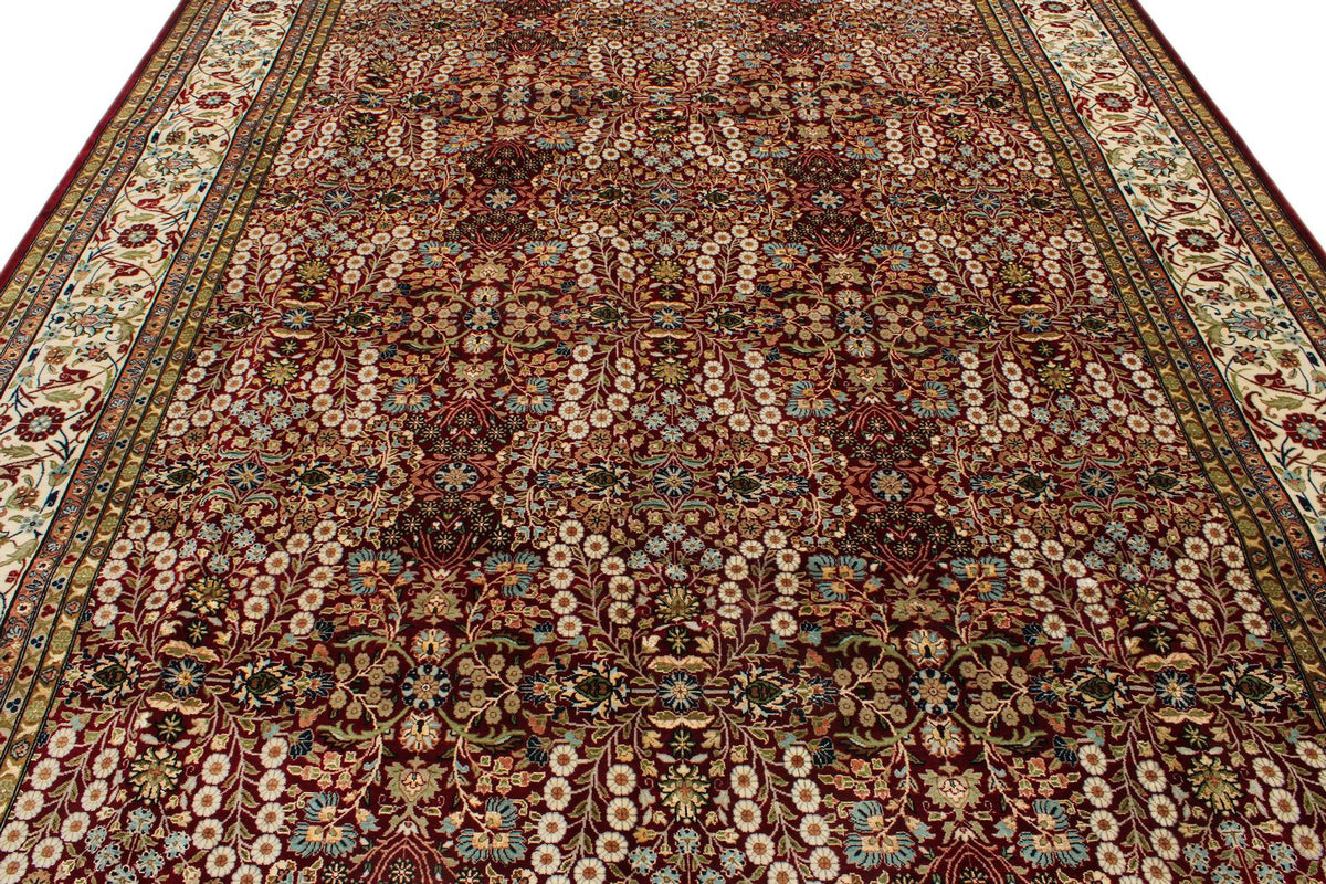 9x12 Red and Ivory Turkish Silk Rug