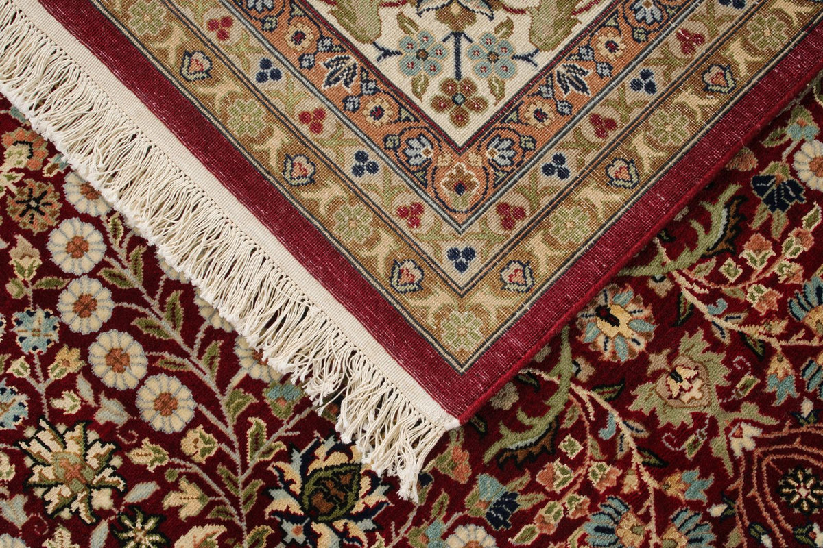 9x12 Red and Ivory Turkish Silk Rug