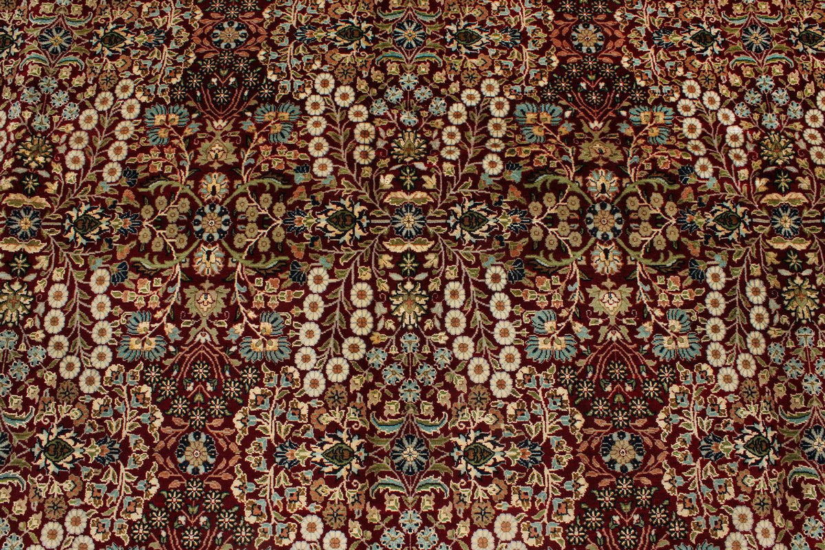 9x12 Red and Ivory Turkish Silk Rug