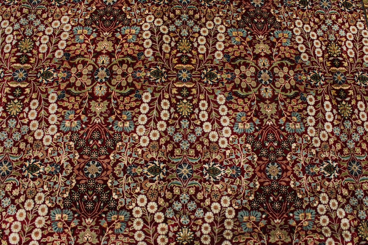 9x12 Red and Ivory Turkish Silk Rug