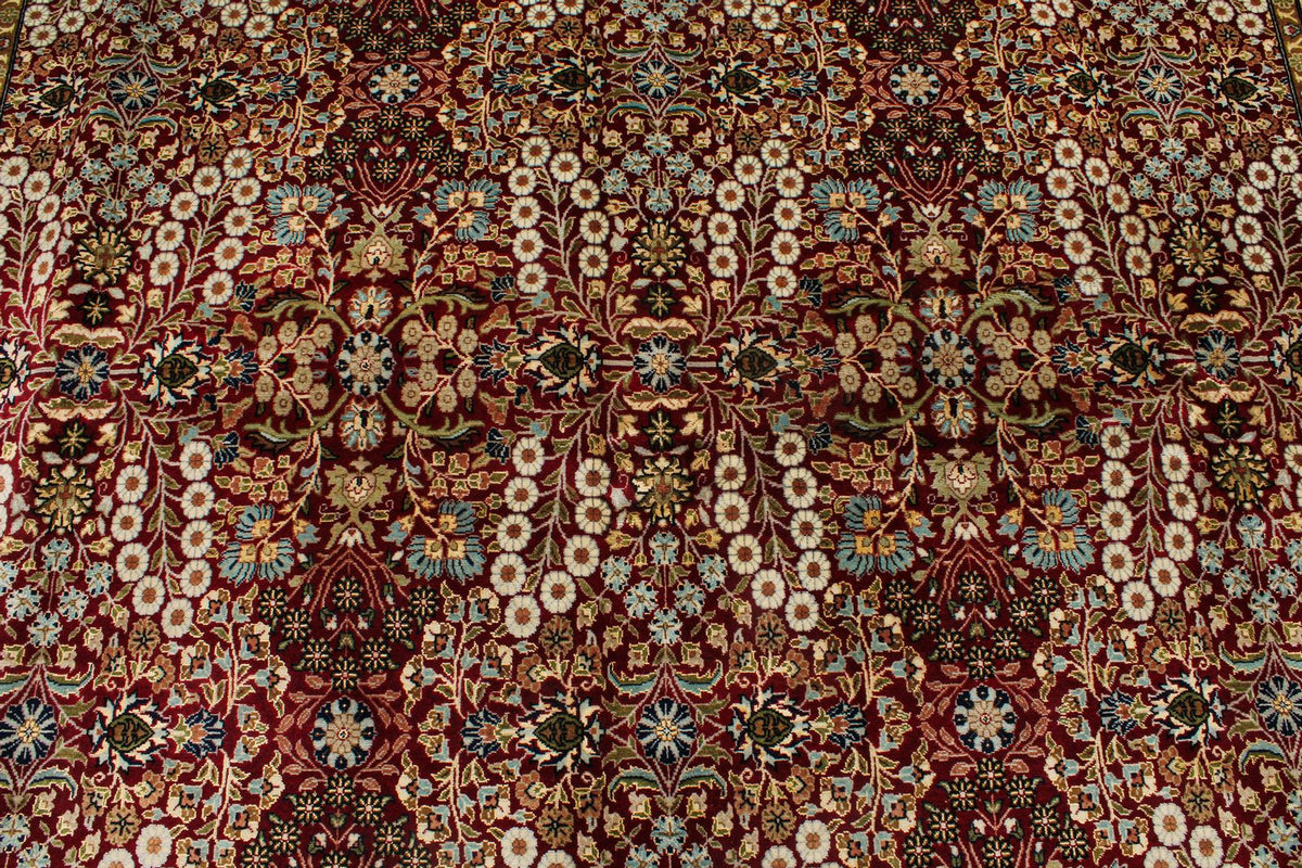 9x12 Red and Ivory Turkish Silk Rug