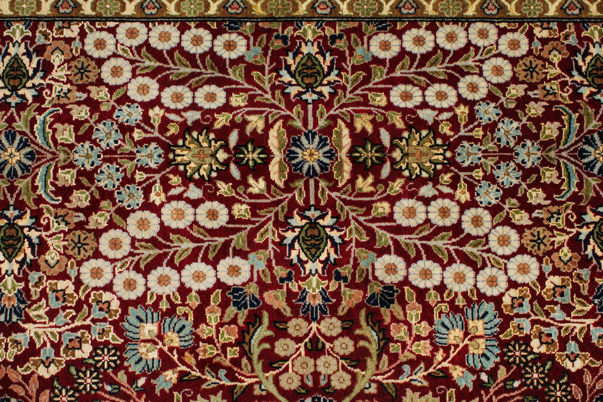 9x12 Red and Ivory Turkish Silk Rug
