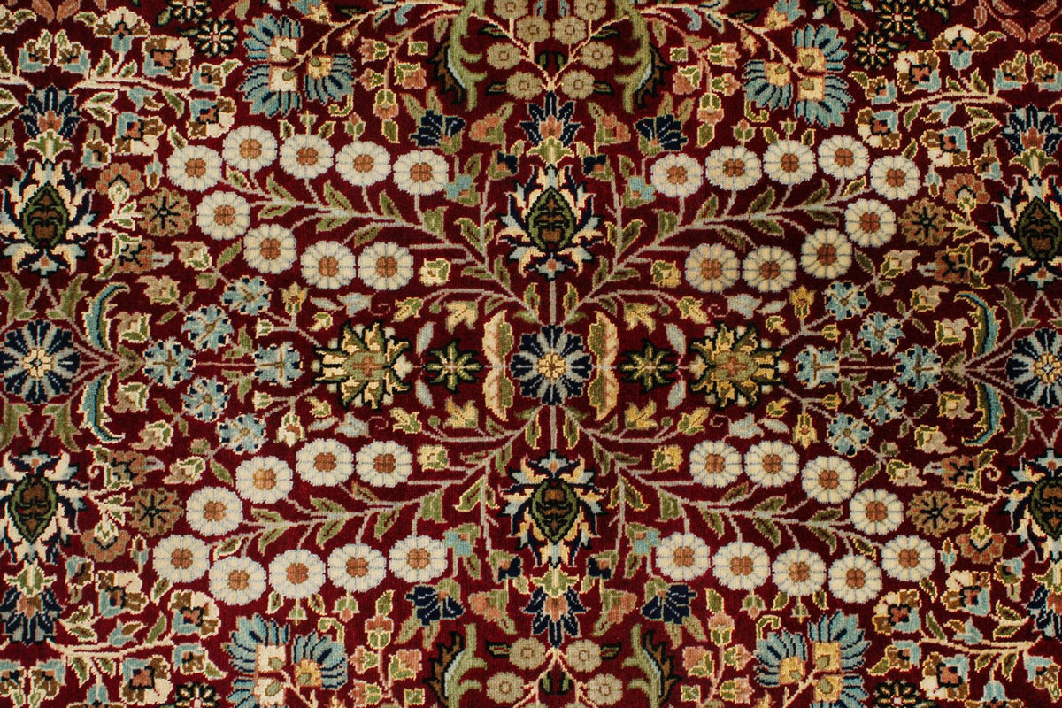 9x12 Red and Ivory Turkish Silk Rug