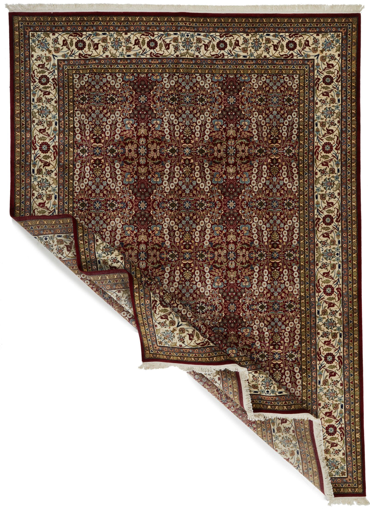 9x12 Red and Ivory Turkish Silk Rug