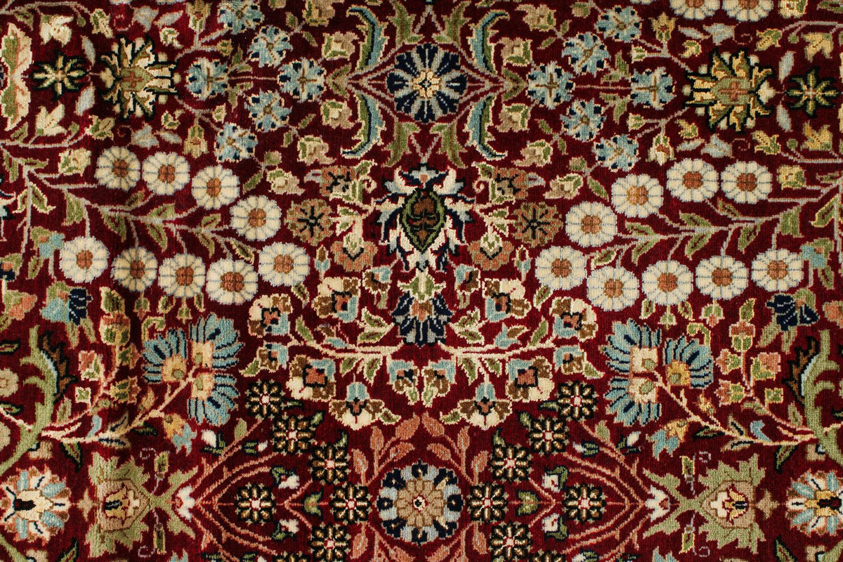 9x12 Red and Ivory Turkish Silk Rug