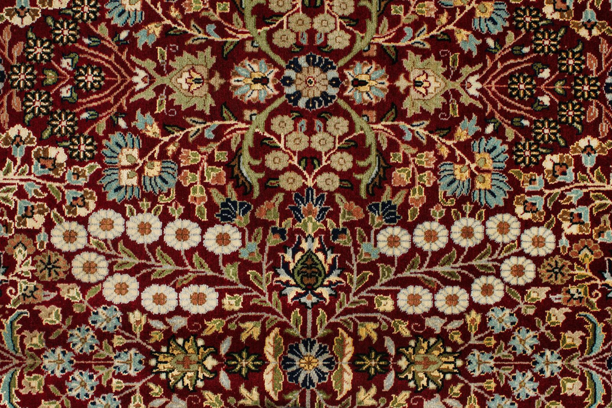 9x12 Red and Ivory Turkish Silk Rug