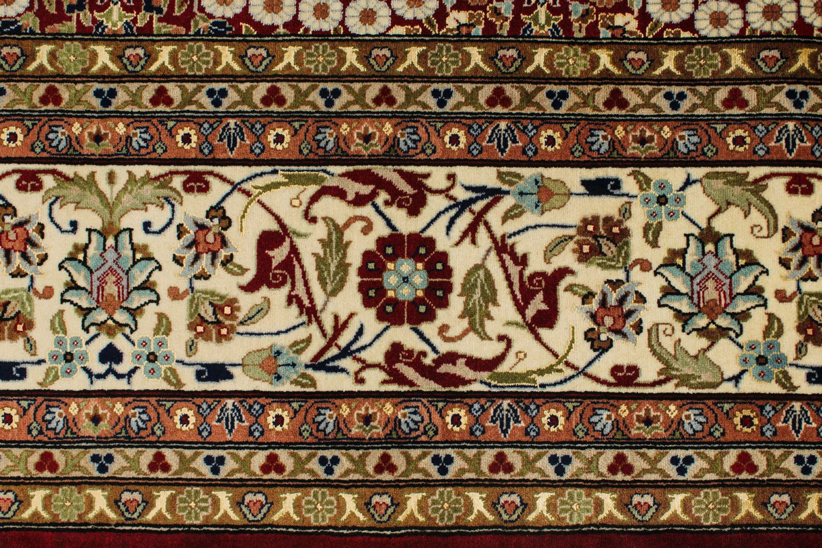 9x12 Red and Ivory Turkish Silk Rug