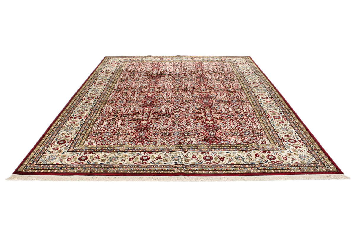 9x12 Red and Ivory Turkish Silk Rug