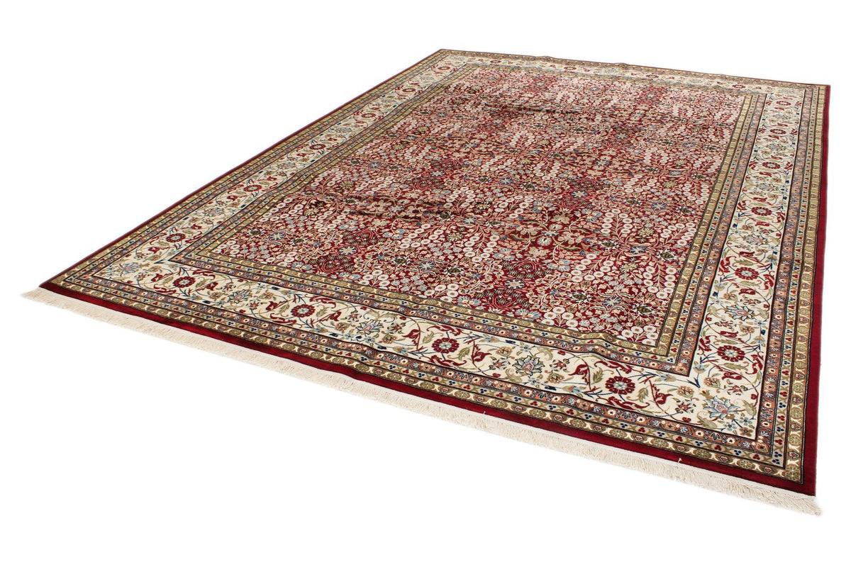 9x12 Red and Ivory Turkish Silk Rug