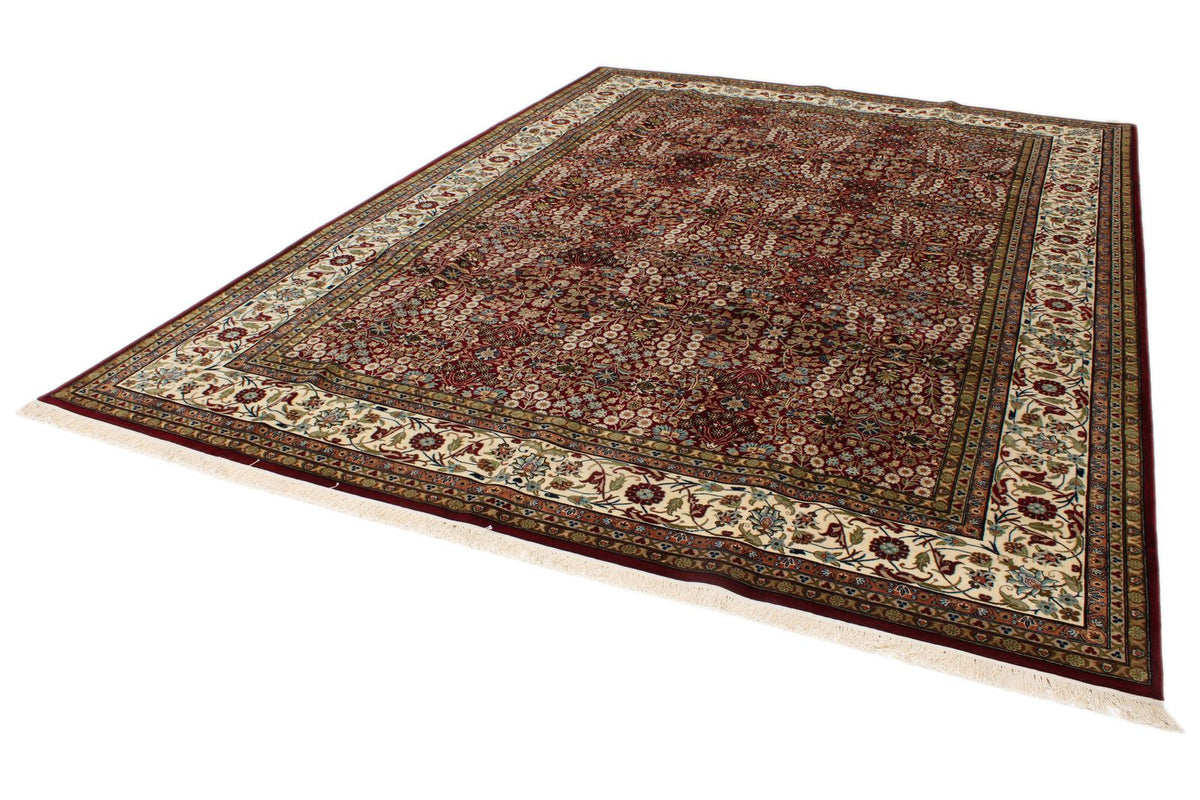 9x12 Red and Ivory Turkish Silk Rug