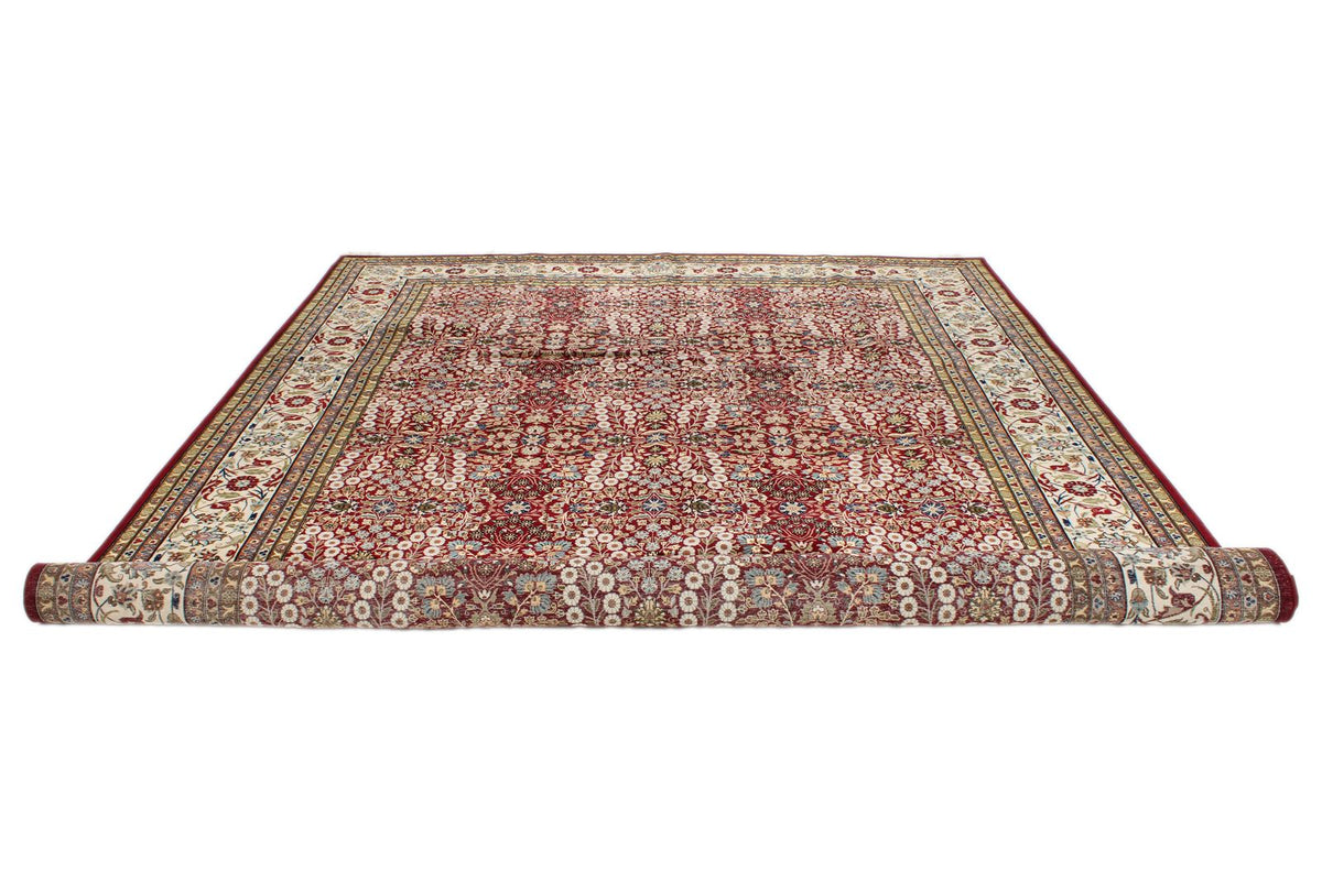 9x12 Red and Ivory Turkish Silk Rug