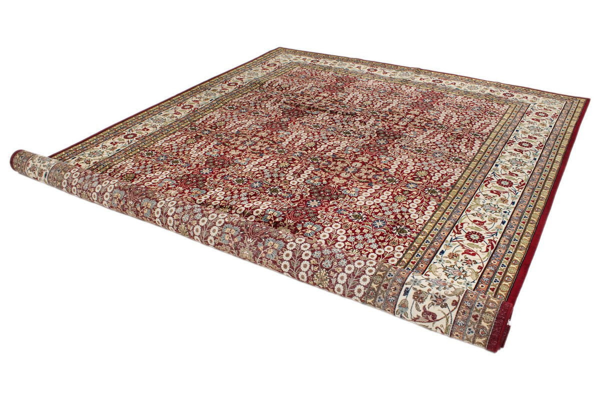 9x12 Red and Ivory Turkish Silk Rug