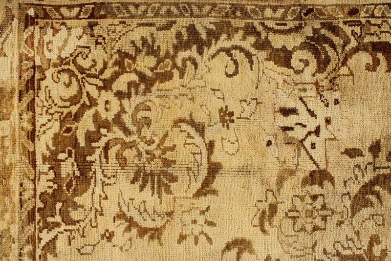 8x9 Ivory and Brown Turkish Tribal Rug