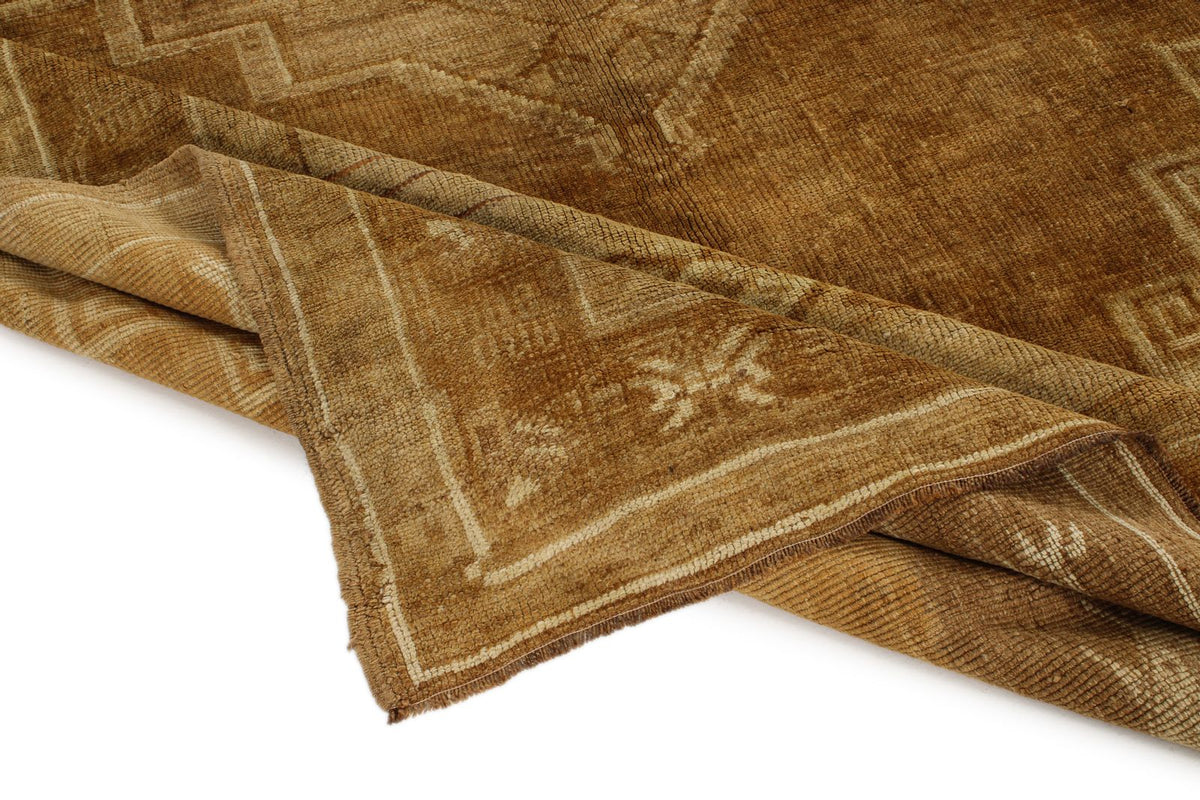 7x11 Ivory and Brown Turkish Tribal Rug