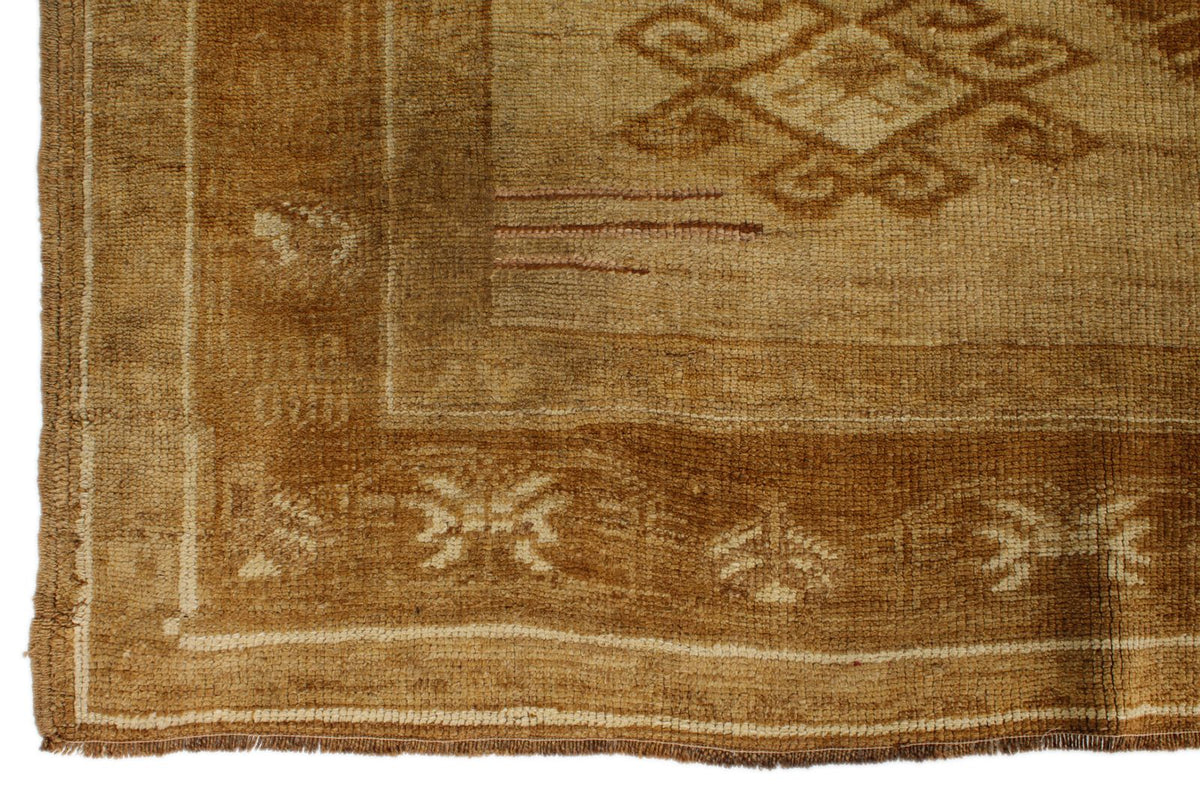 7x11 Ivory and Brown Turkish Tribal Rug