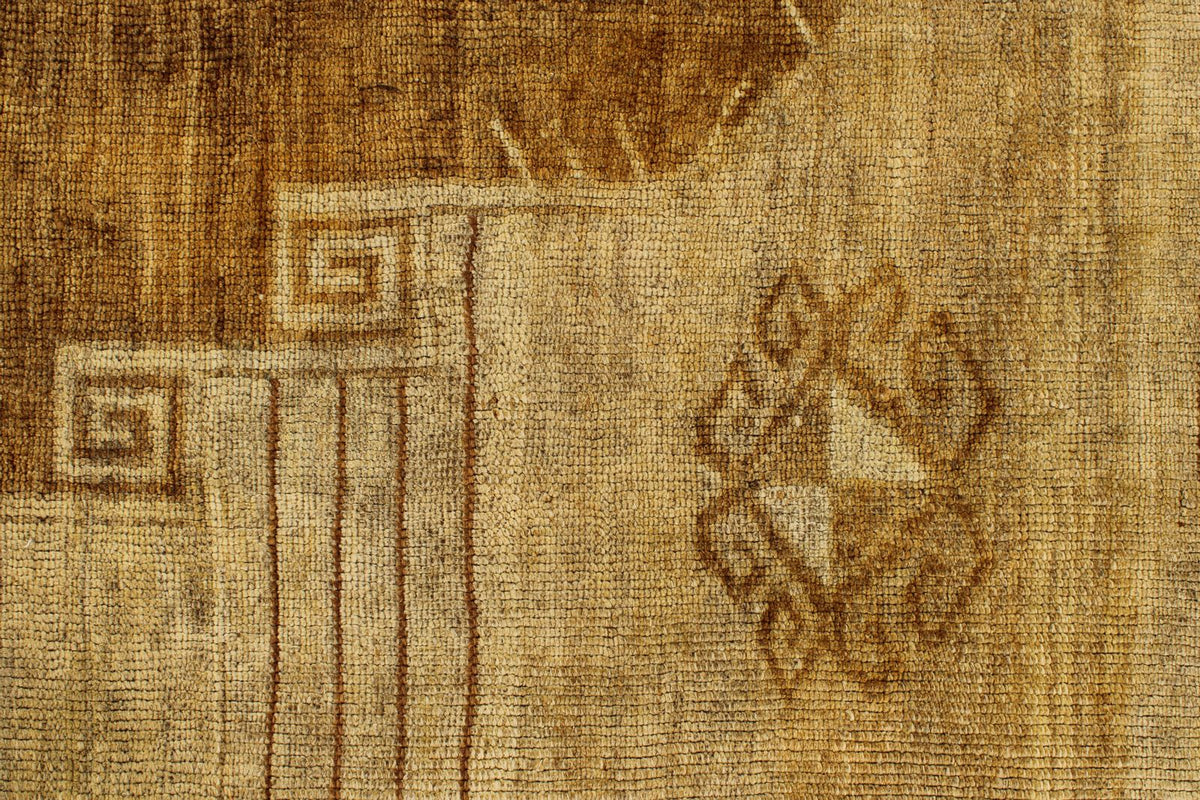 7x11 Ivory and Brown Turkish Tribal Rug