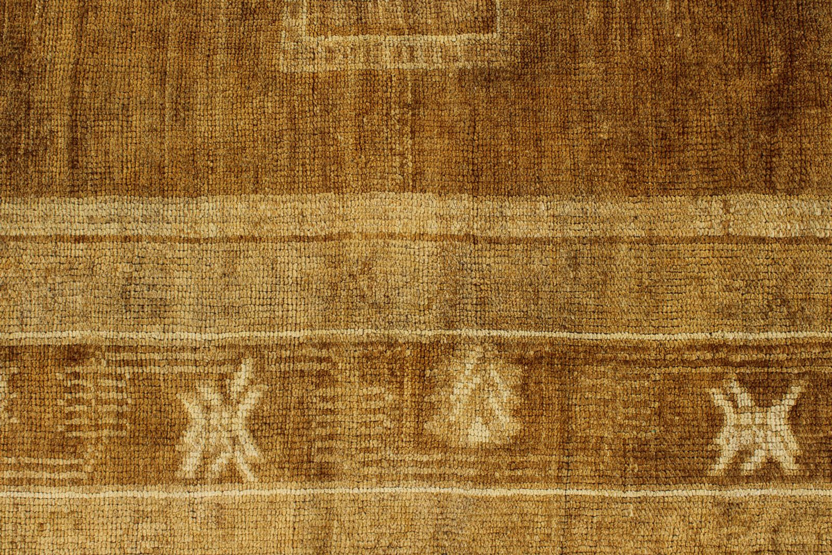 7x11 Ivory and Brown Turkish Tribal Rug