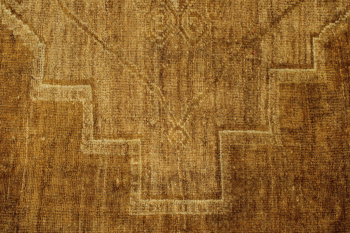 7x11 Ivory and Brown Turkish Tribal Rug