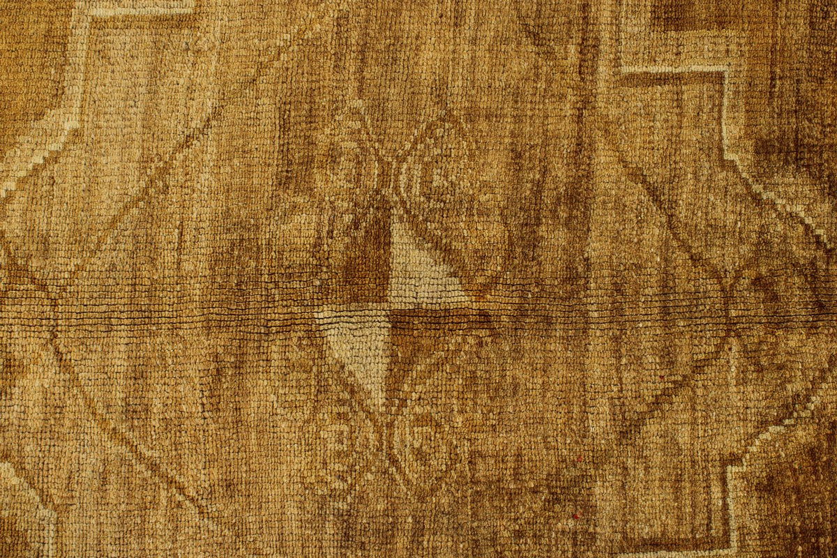 7x11 Ivory and Brown Turkish Tribal Rug