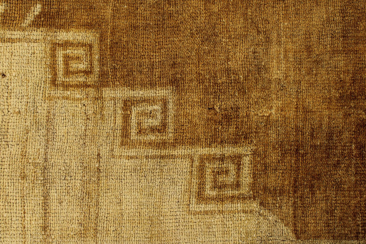 7x11 Ivory and Brown Turkish Tribal Rug