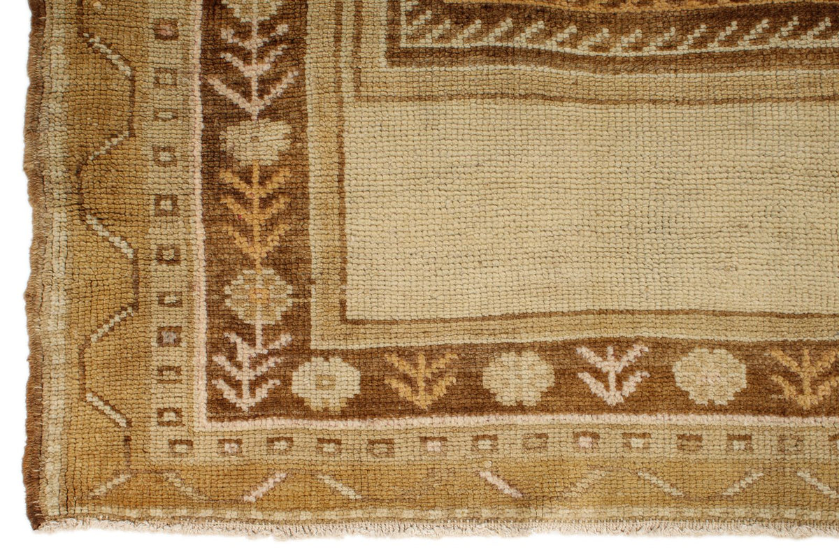 7x11 Ivory and Brown Turkish Tribal Rug