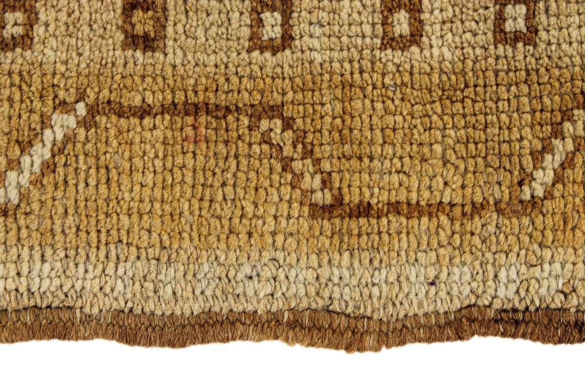 7x11 Ivory and Brown Turkish Tribal Rug