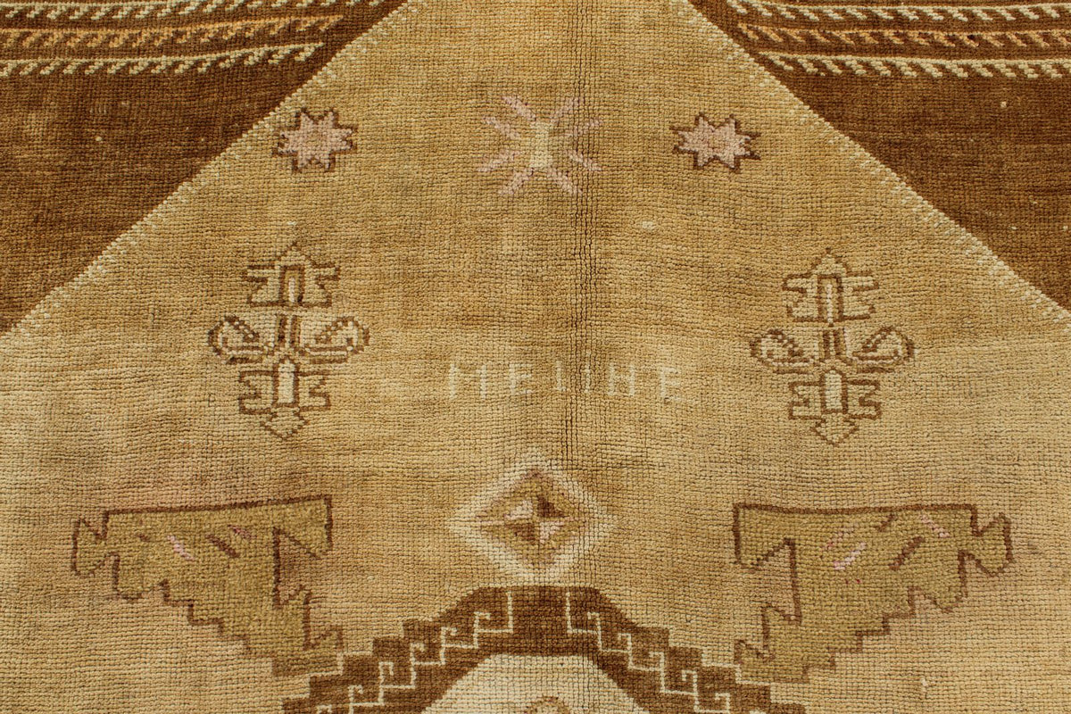 7x11 Ivory and Brown Turkish Tribal Rug