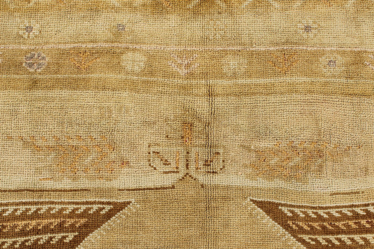 7x11 Ivory and Brown Turkish Tribal Rug
