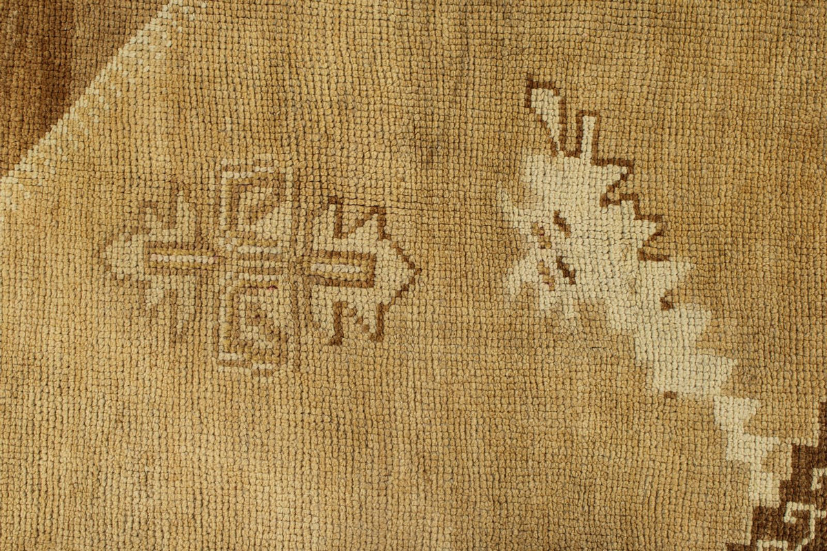 7x11 Ivory and Brown Turkish Tribal Rug