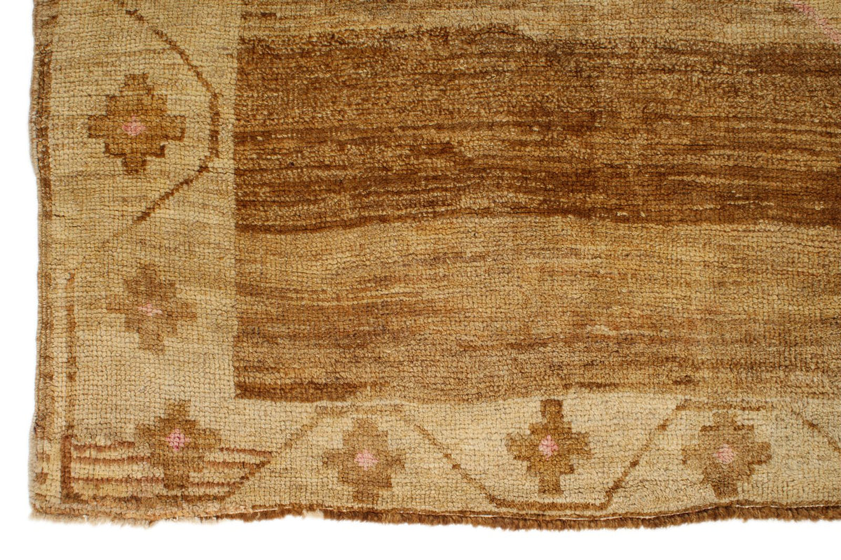 7x11 Ivory and Brown Turkish Tribal Rug