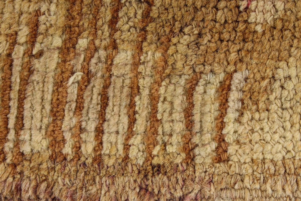 7x11 Ivory and Brown Turkish Tribal Rug