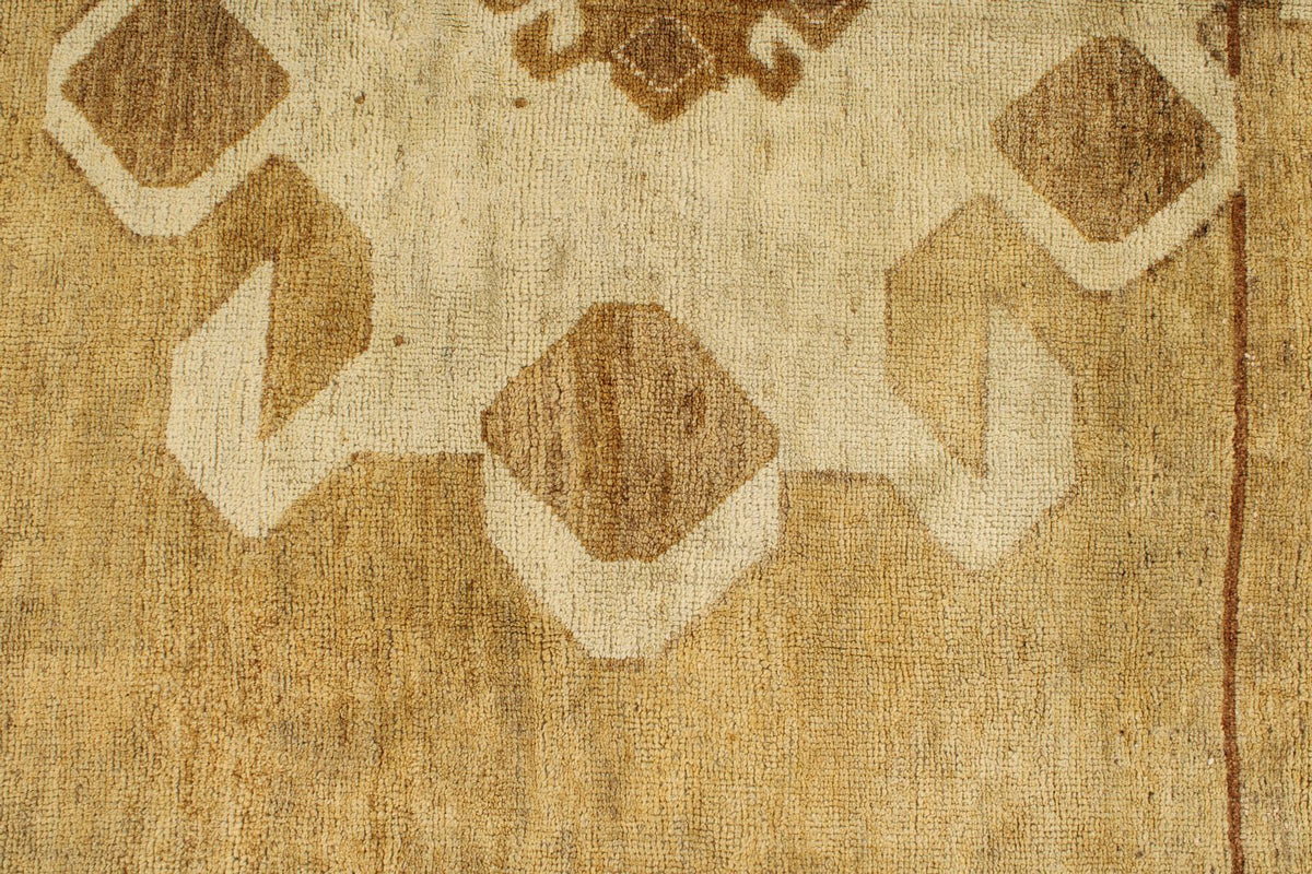 7x11 Ivory and Brown Turkish Tribal Rug