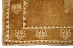 8x12 Ivory and Brown Turkish Tribal Rug