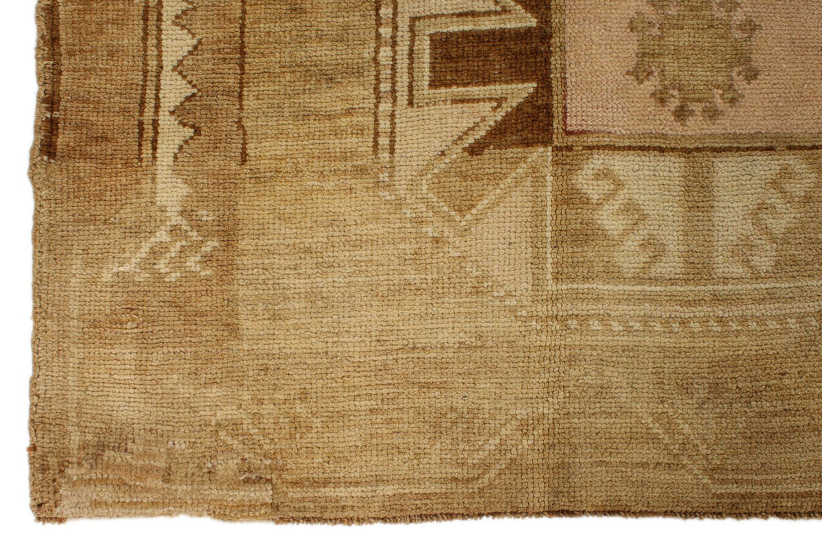 8x13 Ivory and Brown Turkish Tribal Rug