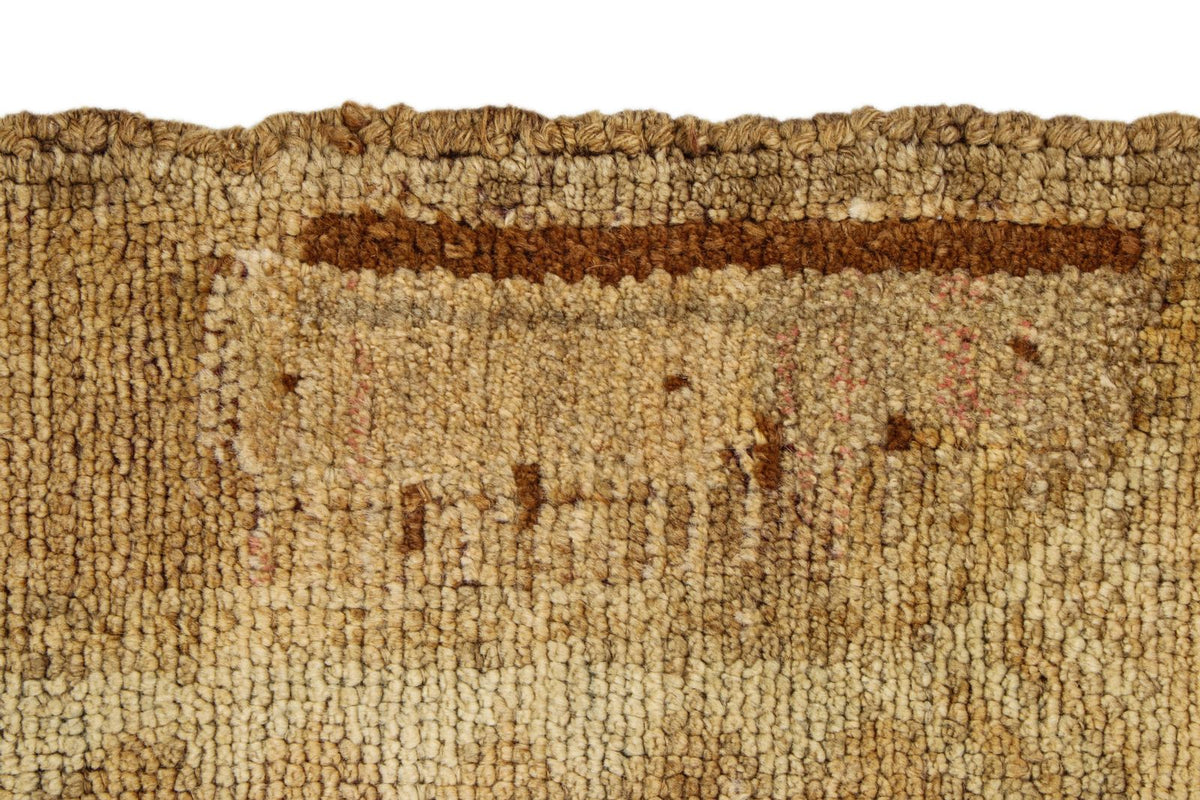 8x13 Ivory and Brown Turkish Tribal Rug