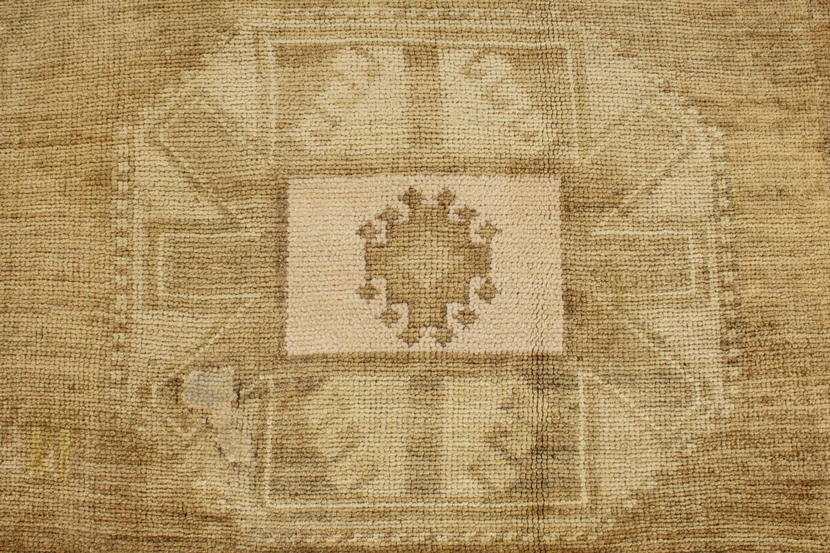 8x13 Ivory and Brown Turkish Tribal Rug