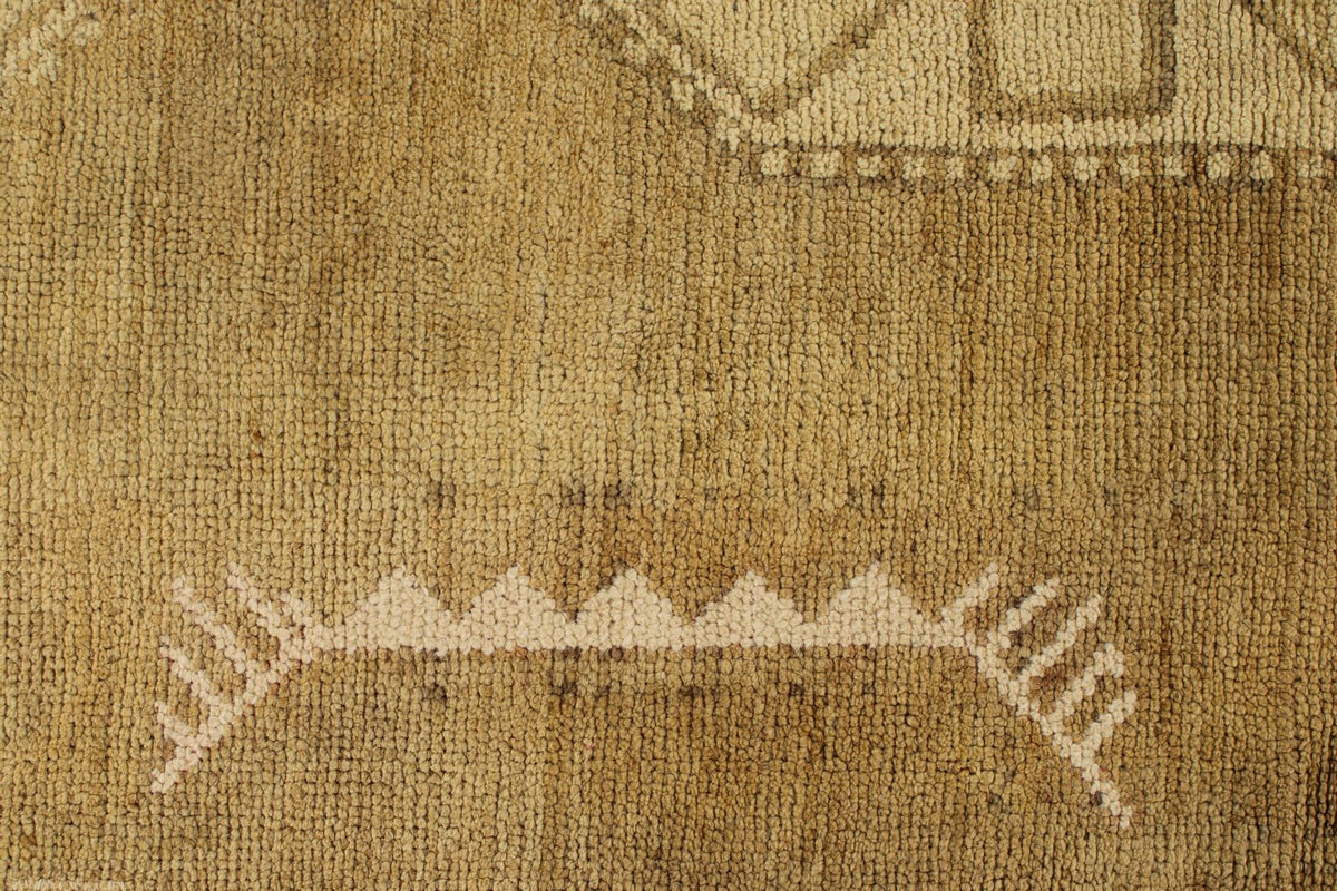 8x13 Ivory and Brown Turkish Tribal Rug