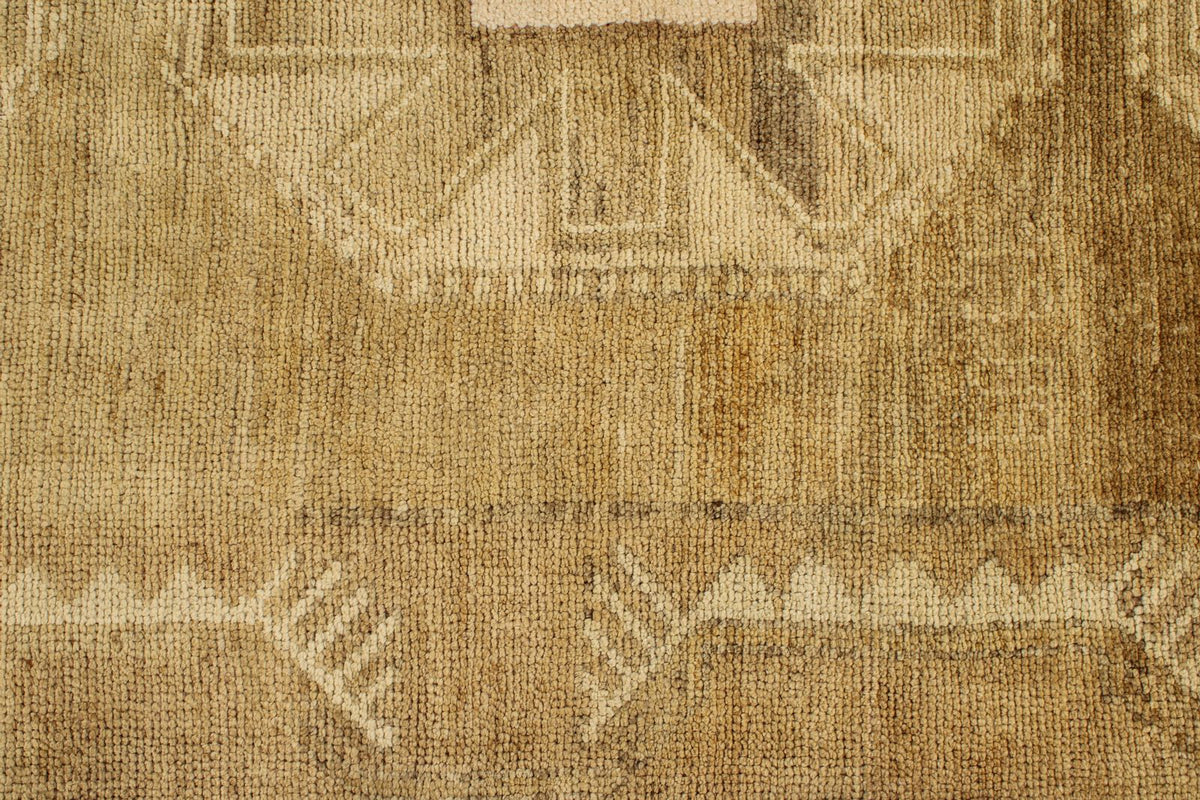 8x13 Ivory and Brown Turkish Tribal Rug
