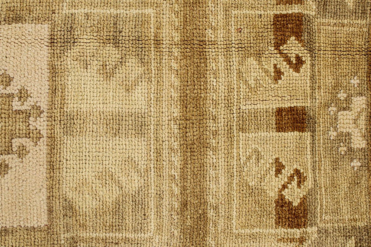 8x13 Ivory and Brown Turkish Tribal Rug