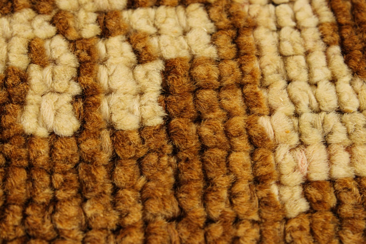 7x13 Ivory and Brown Turkish Tribal Rug